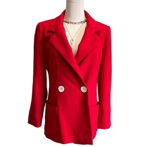 Women's Zara Woman Talla Red Double-Breasted Lined Blazer Made in Morocco Small